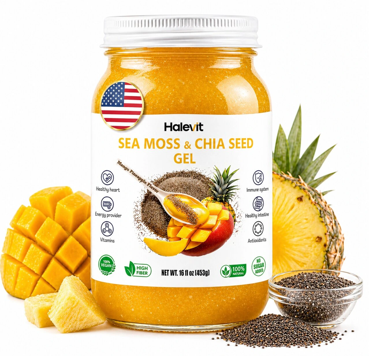 539BEF88-97F6-4934-9AC2-D822EF63C519 — копия Sea Moss & Chia Seed Gel 16oz – Mango Pineapple Flavor, Natural Blend - Image 1