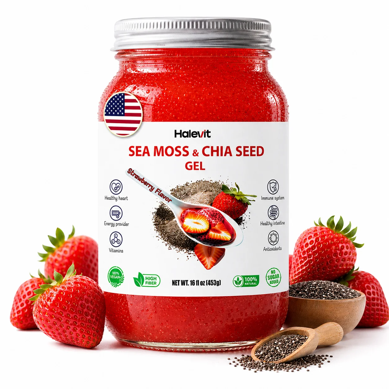 1360B089-8F44-4AFA-AE96-0534E116E3E8 Sea Moss & Chia Seed Gel 16oz – Strawberry Flavor, Natural Blend - Image 1