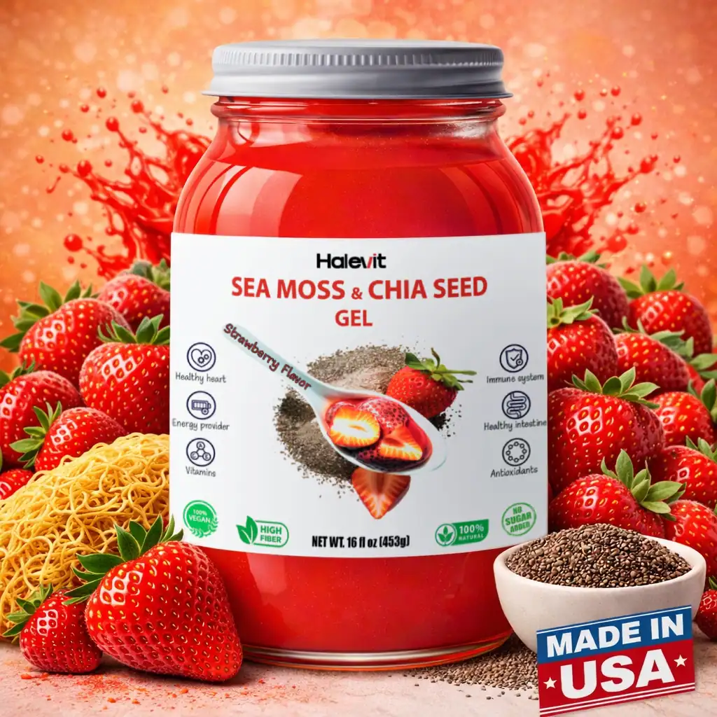 Strawberry Sea Moss & Chia Seed Gel 16oz – Strawberry Flavor, Natural Blend - Image 1